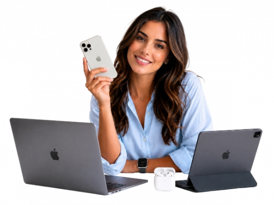 woman-brunette-multiple-devices